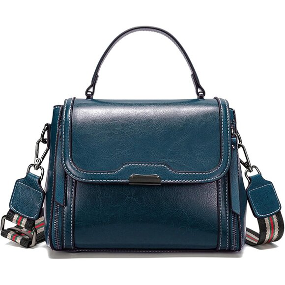 Handbags - Compact Waxed Leather Crossbody Bag: Effortless Style & Organized Storage